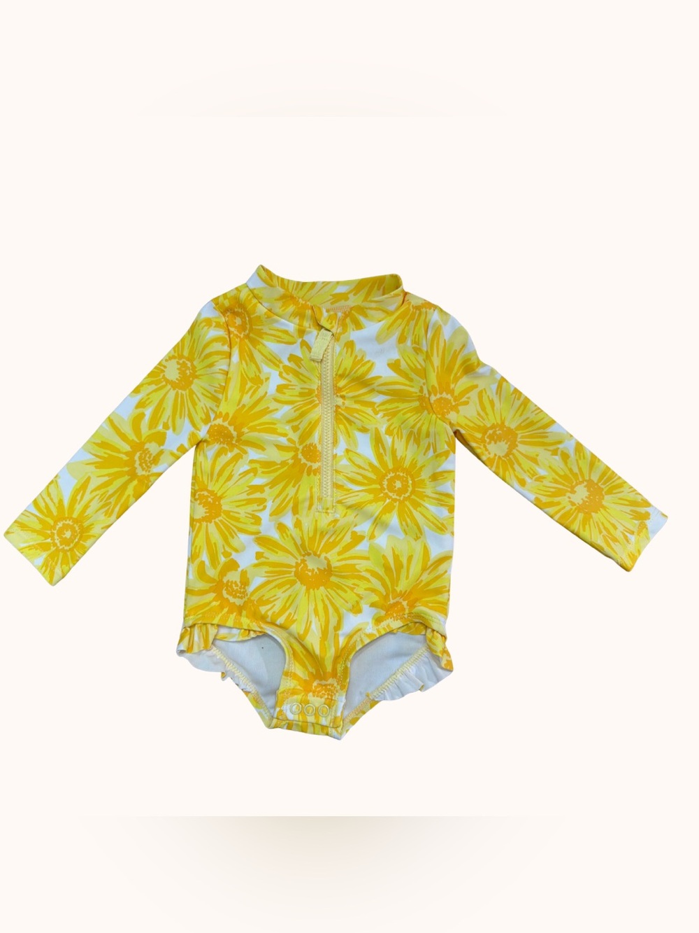 Carter's Yellow Floral Long-Sleeve One-Piece Rashguard